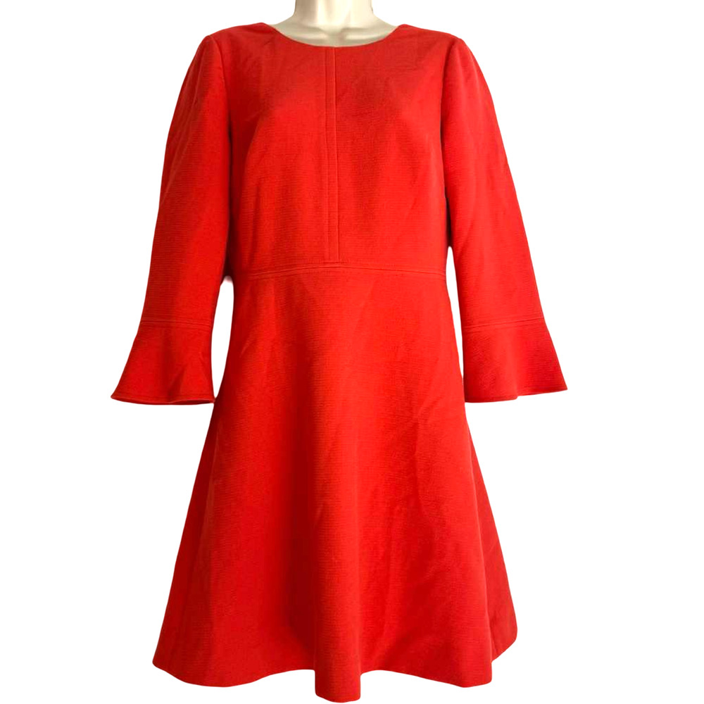 J Crew Womens Bell Sleeve Stretch Exposed Zipper Mini Dress Coral Pink sz 4